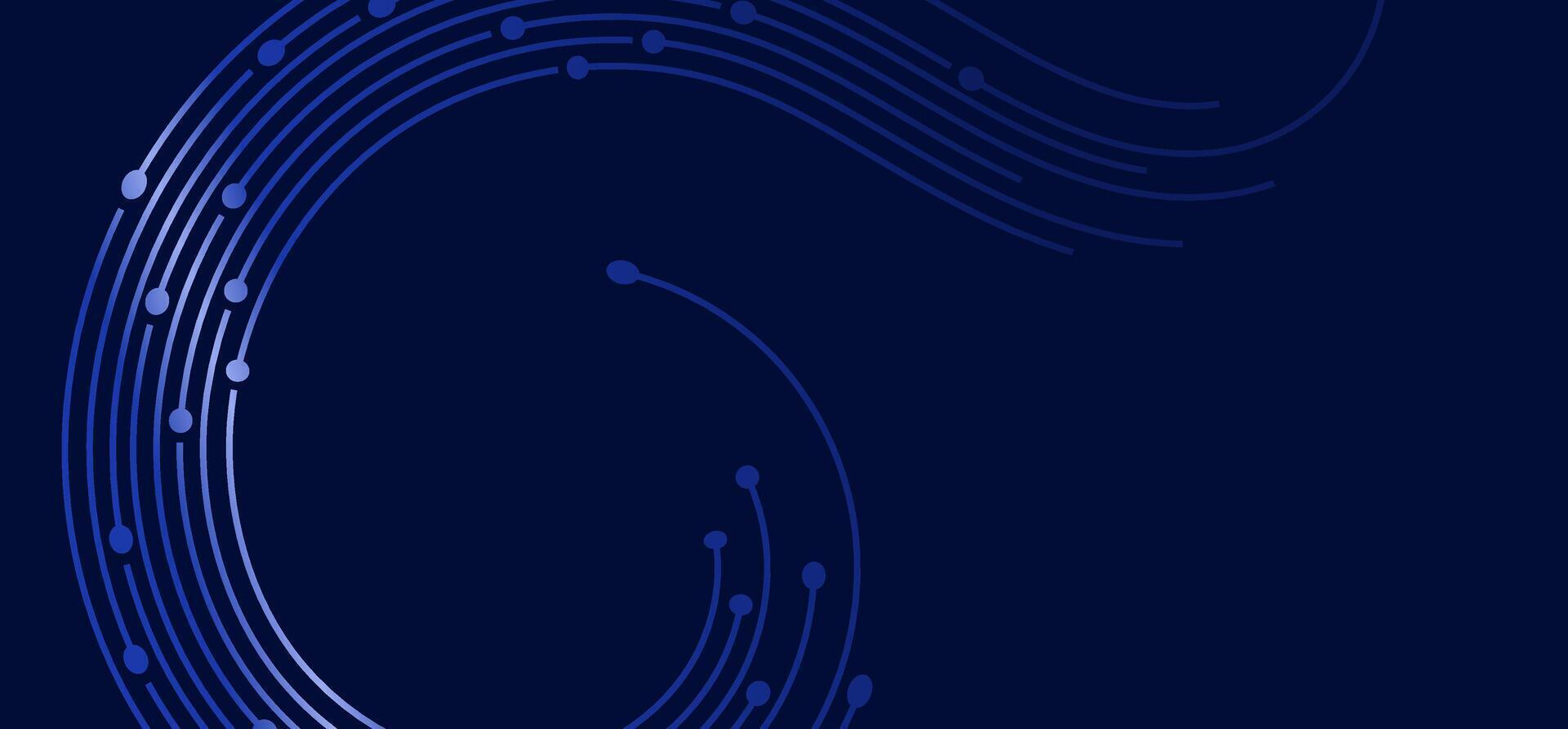 Blue abstract tech pattern with curves and dots on a dark backdrop vector