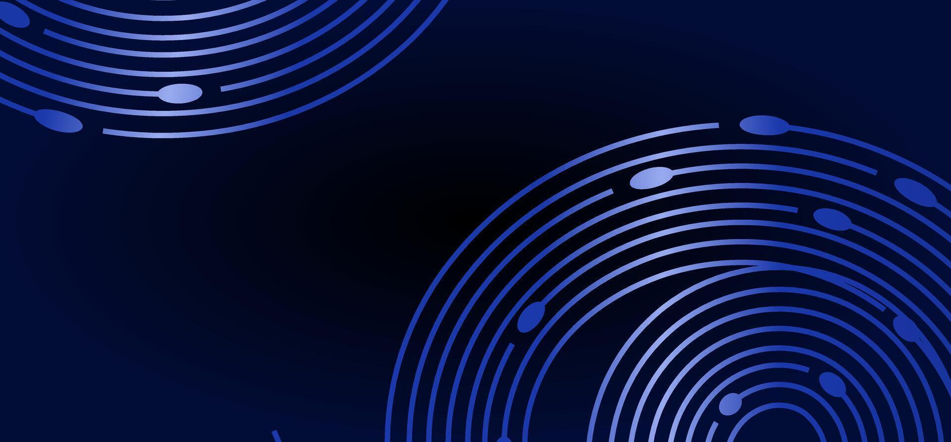 Blue arcs with connecting dots on dark gradient background vector