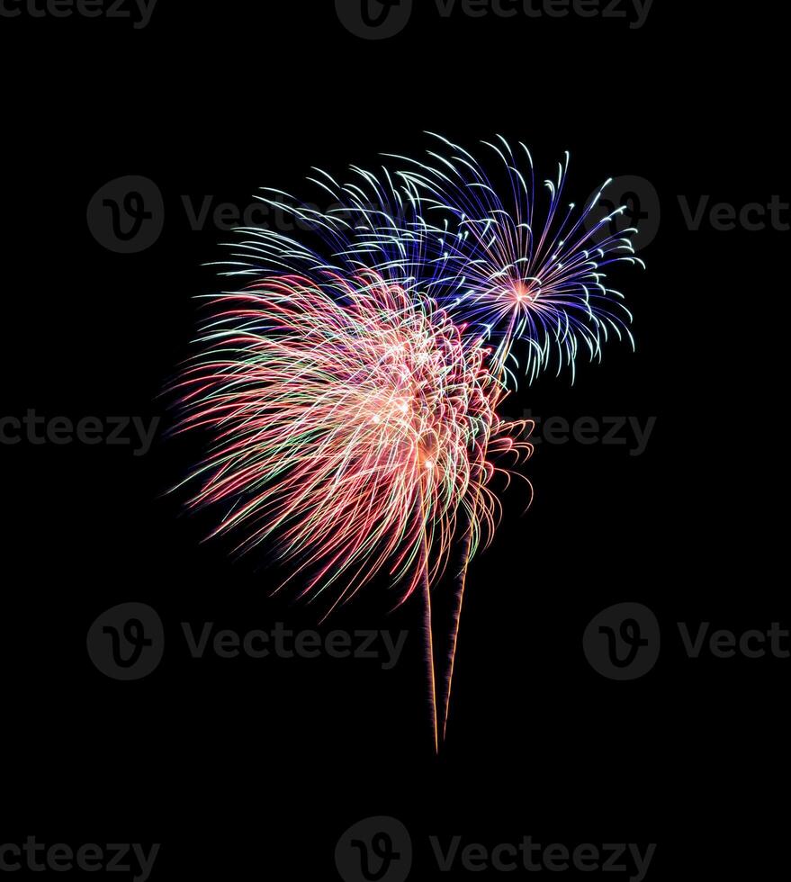 Fireworks explosion on night sky photo