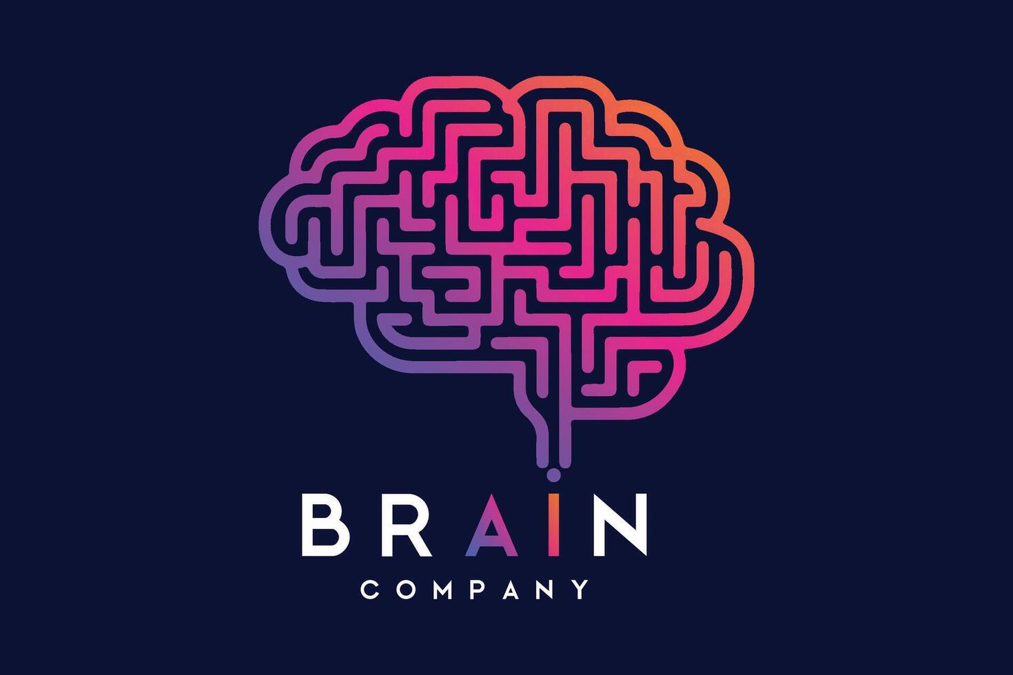 Creative Brain Logo for Tech Company Branding symbolizing intelligence, innovation and technology vector