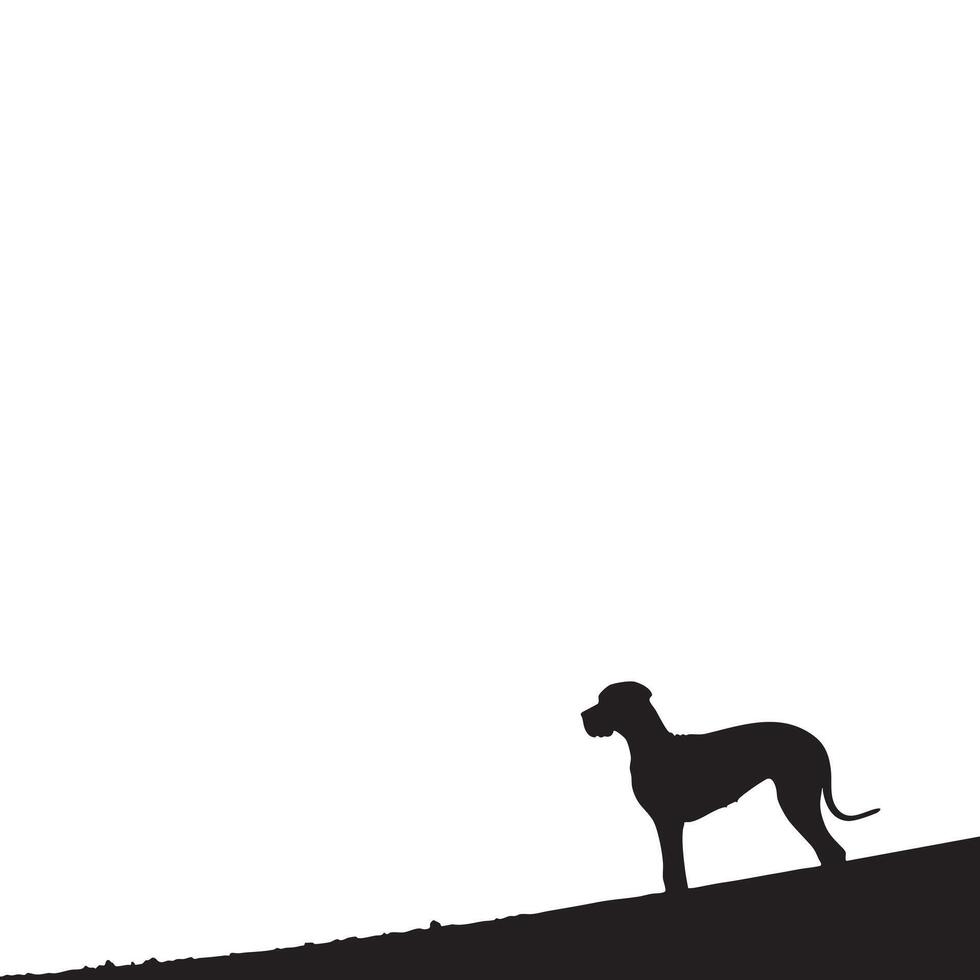 Silhouette of Dog Standing Alone on Hill with White Sky Background vector