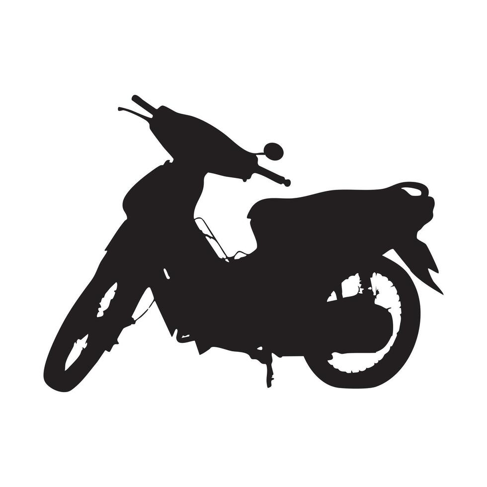 Black Silhouette of Classic Scooter Stylish Moped Motorcycle Isolated on White Background vector
