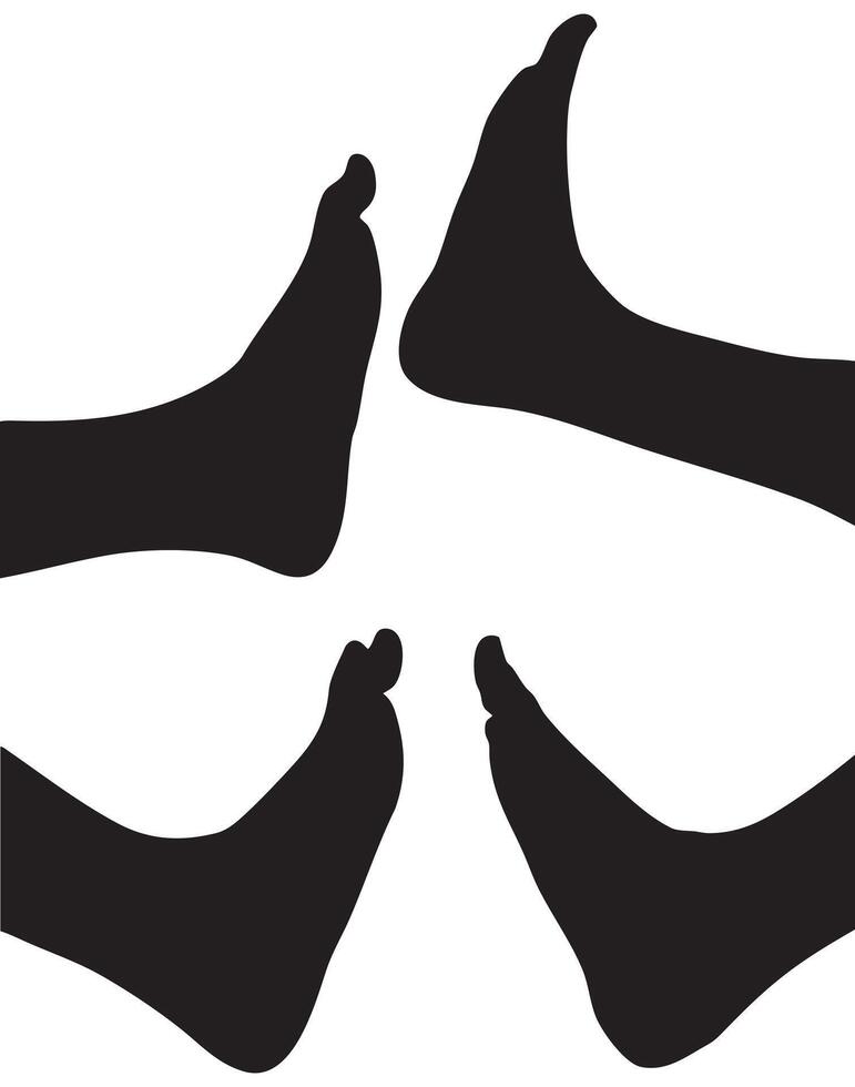 Four Silhouetted Human Feet in Geometric Arrangement on White Background vector