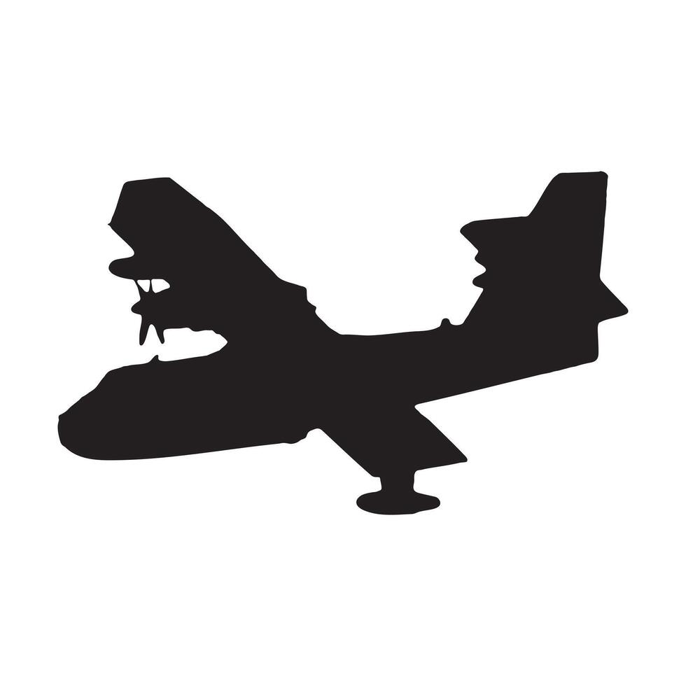 Silhouette of Military Transport Airplane Isolated on White Background vector