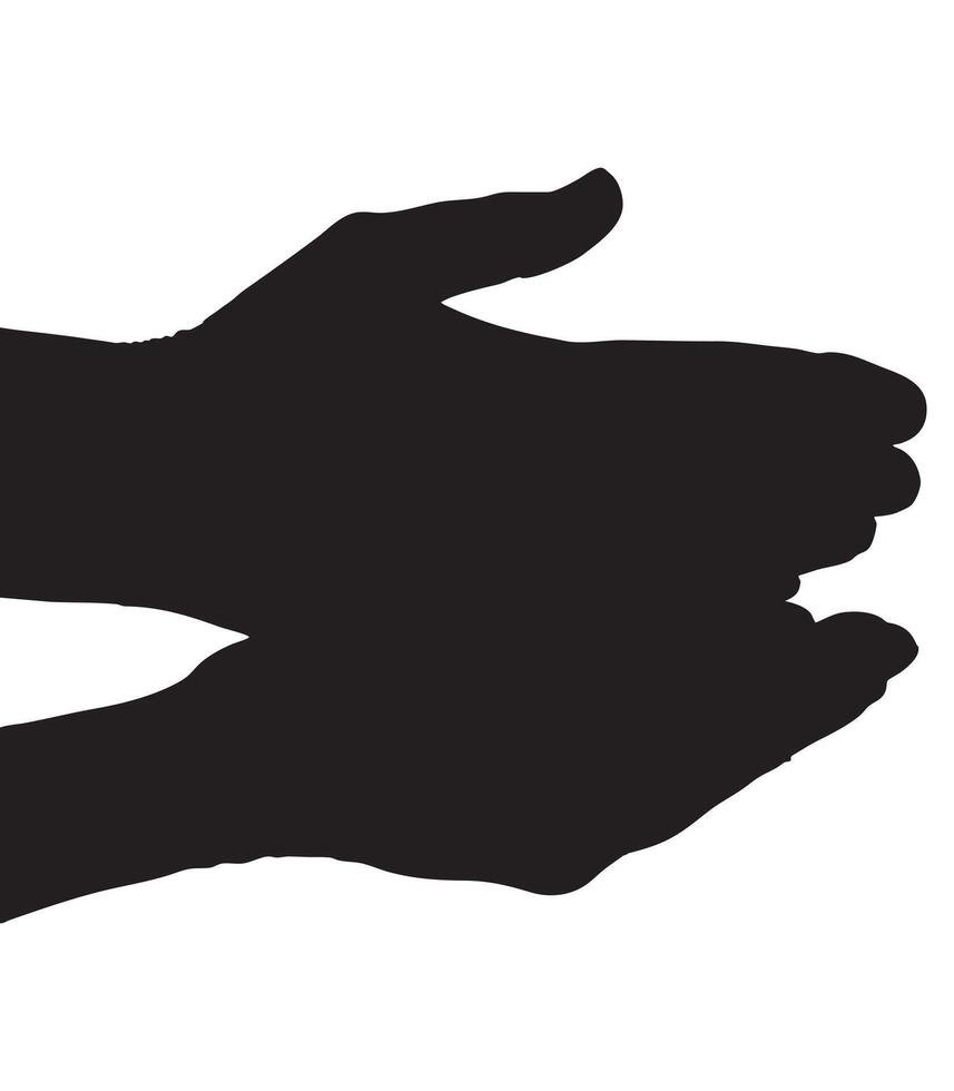 Silhouette of Two Human Hands Aligned Horizontally on White Background vector