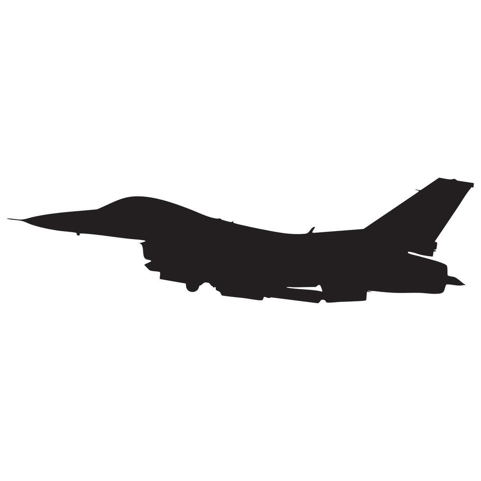 Silhouette of Military Fighter Jet Aircraft on White Background vector
