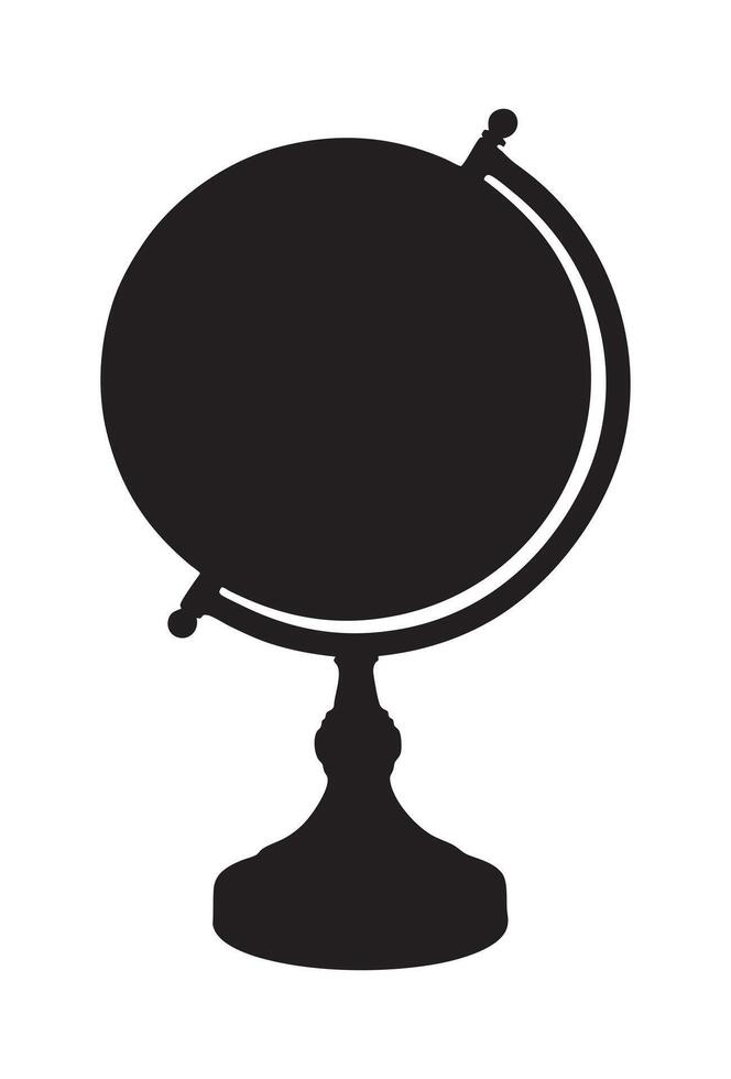Black Silhouette of Classic Globe on Stand Isolated on White Background vector