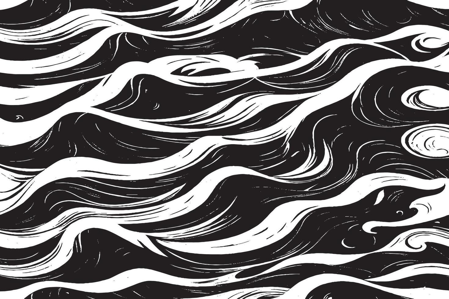 High-contrast abstract wave design in black and white. Ideal for prints, wallpapers, textiles, and digital art. vector