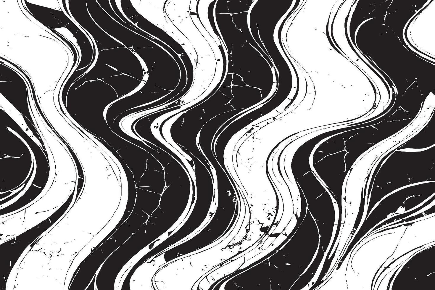 High-contrast black and white wavy marble texture with a grunge effect. Great for prints, posters, fabric, and digital design backgrounds. vector