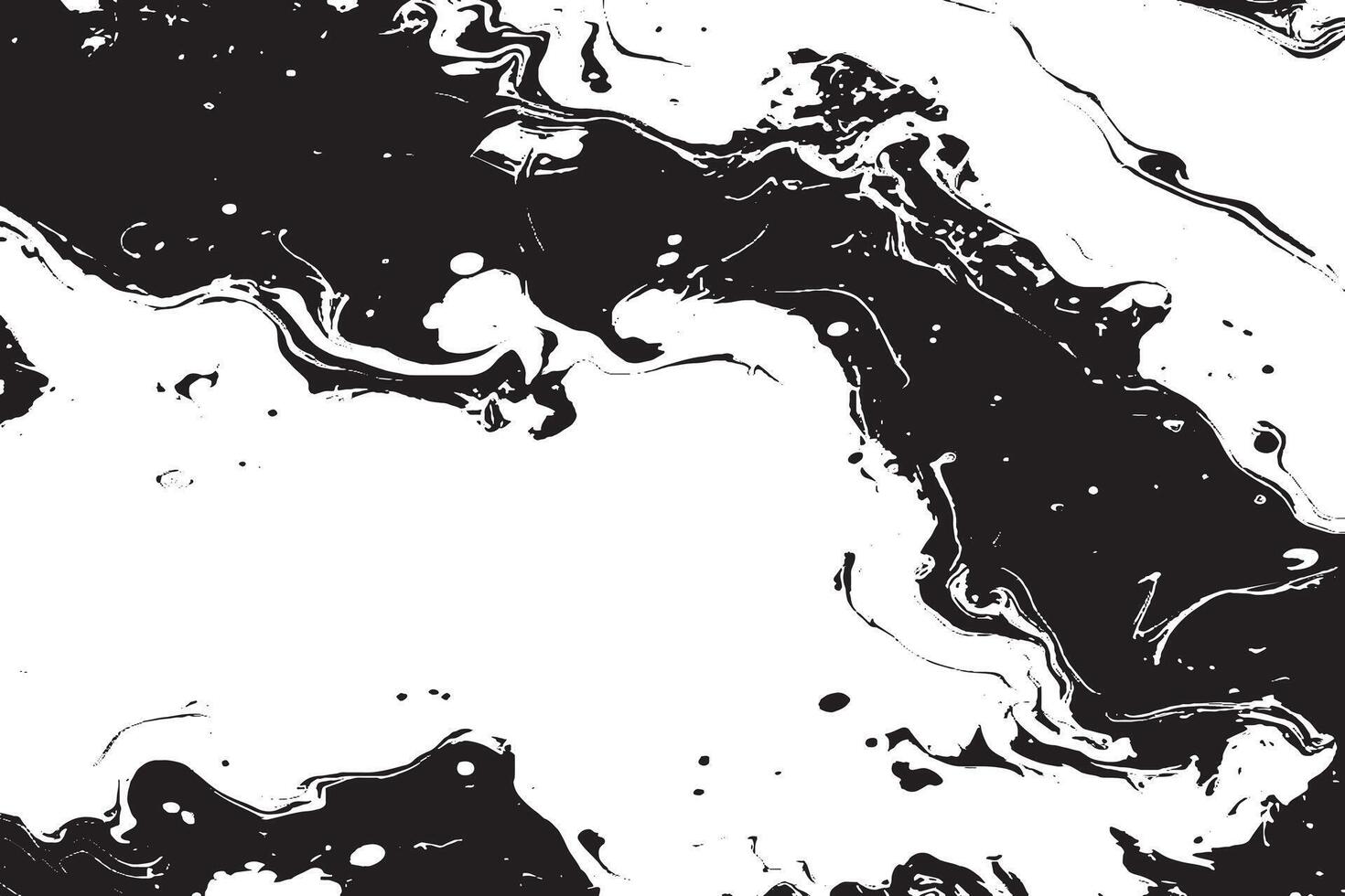 Abstract black and white marble ink texture with fluid shapes and splatter details. Ideal for prints, decor, or digital backgrounds. vector
