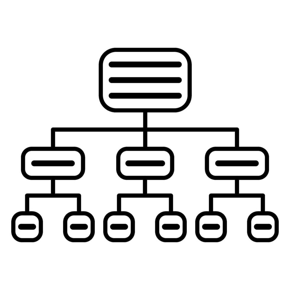 Hierarchical structure used to visualize organizational charts, flowcharts, or decision trees. vector