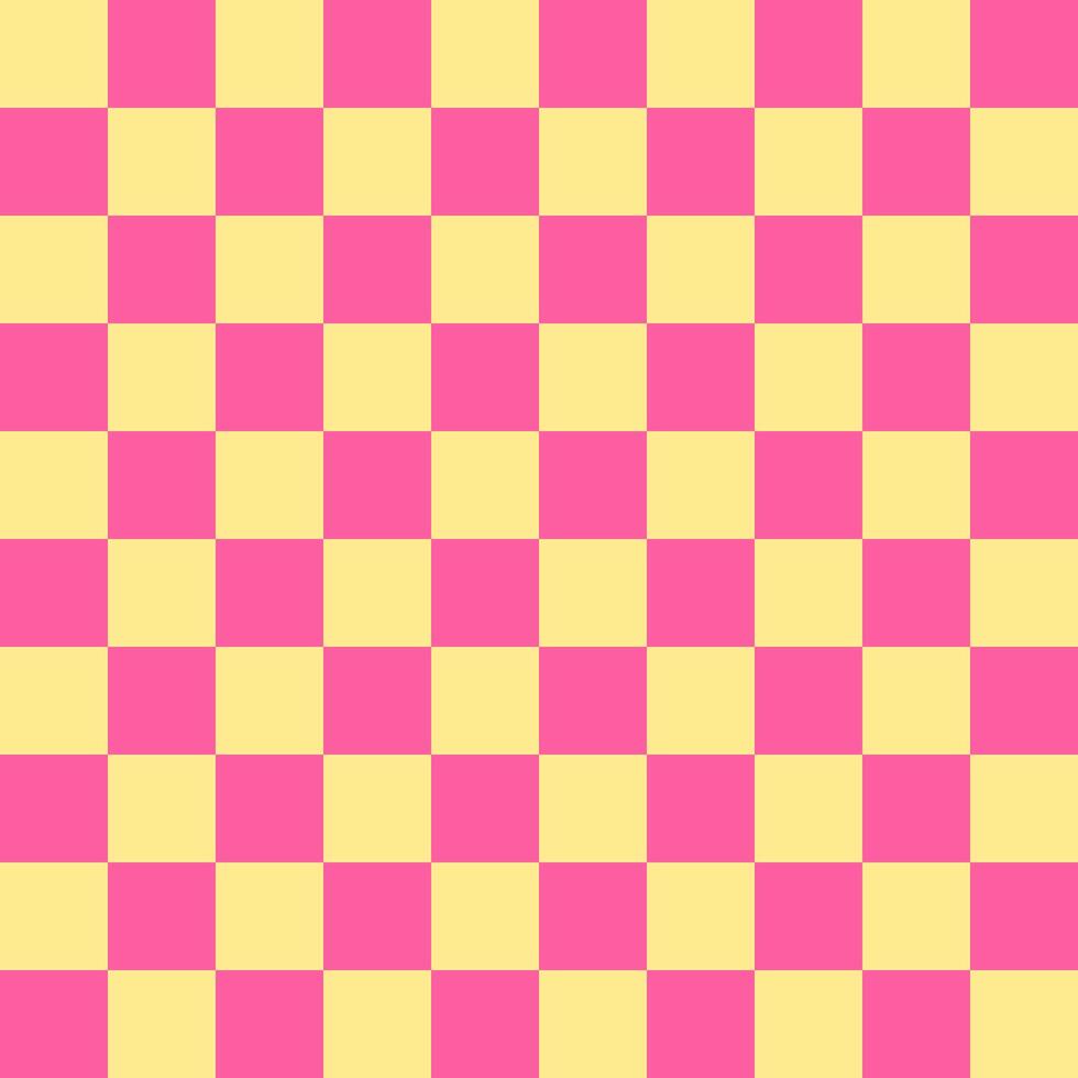 Pink and yellow checkered pattern fabric. vector