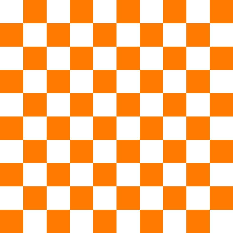Orange and white checkered pattern fabric. vector
