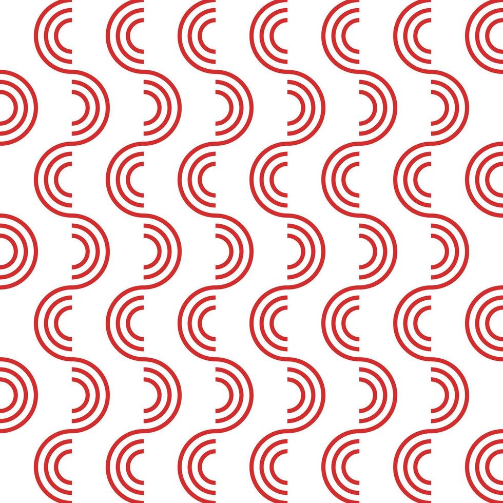Seamless pattern with red curve lines on white background. vector