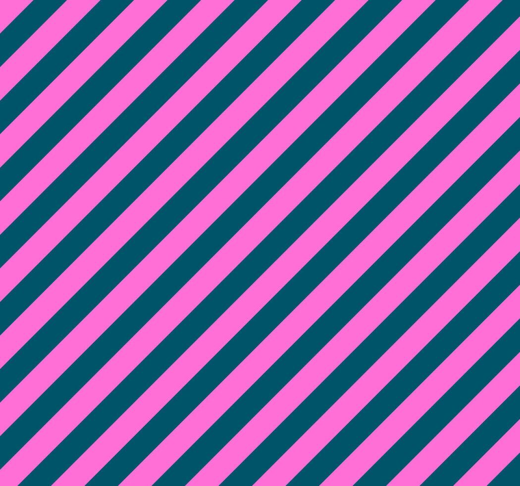 Diagonal striped pattern with alternating pink and teal lines. vector