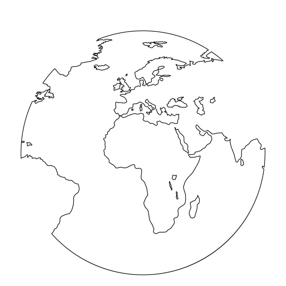 Line drawing of globe. vector