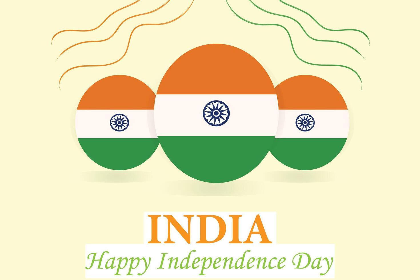 15 August India Independence Day Poster. It features three stylized ovals, each colored with the Indian national flag. Creative Independence Day Design with Indian National Symbol. vector