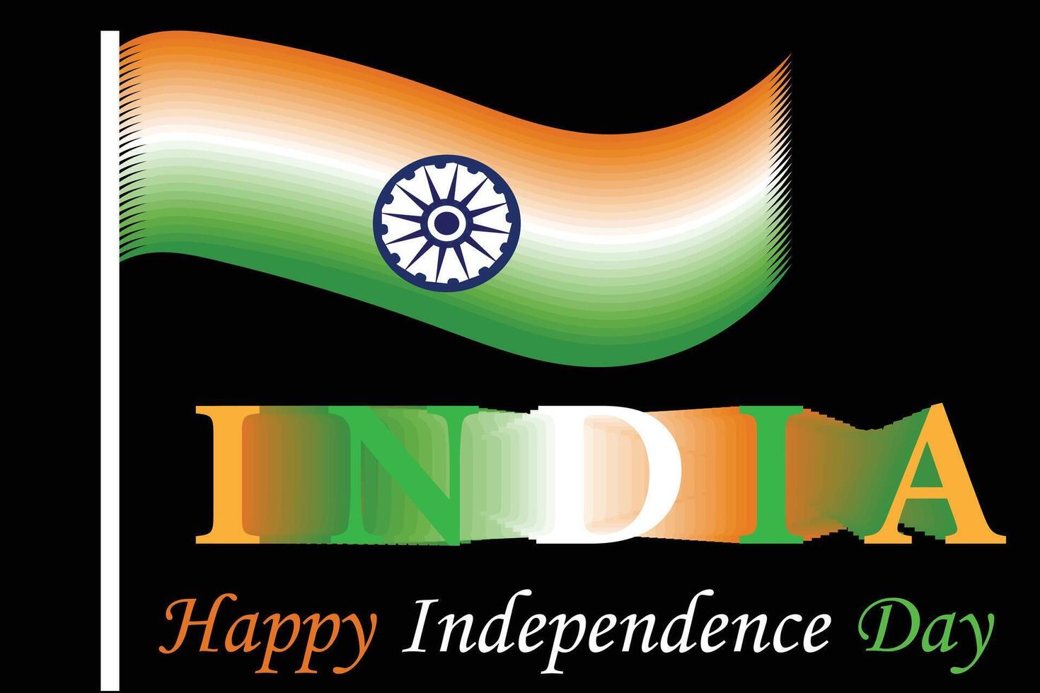 Styled with gradient tricolor effects ..saffron, white, green. India will be celebrating 78th Independence Day on 15th. vector