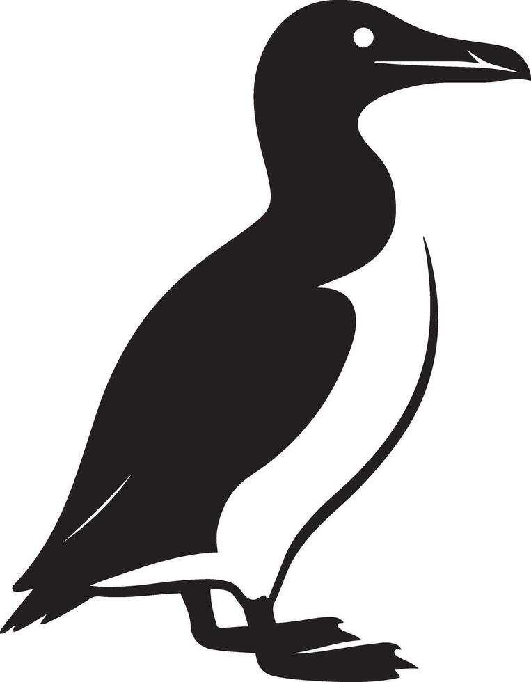 Puffin bird silhouette sketch, Seabird black and white minimal art vector