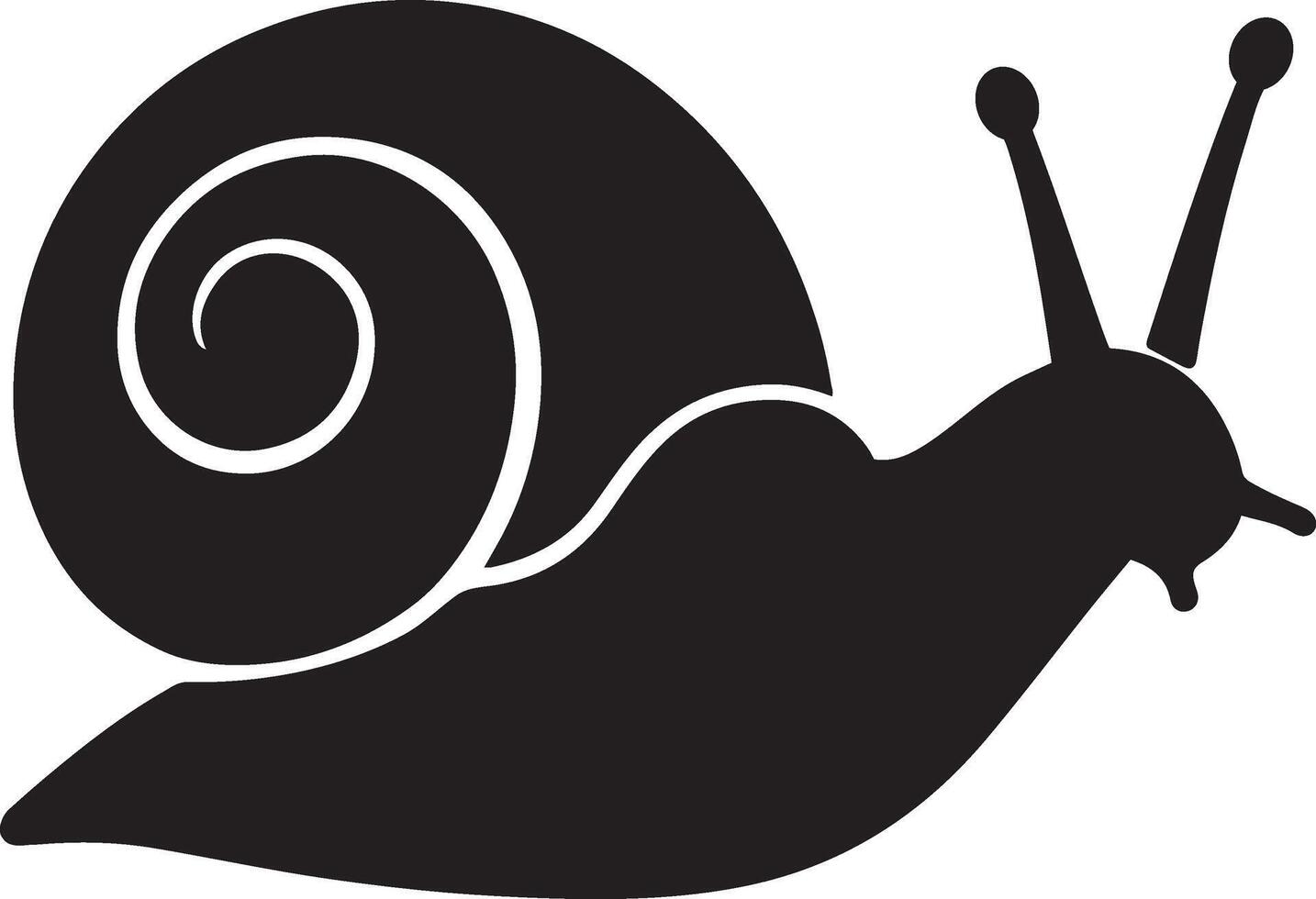 Snail silhouette black and white minimal art, Garden snail illustration simple style vector