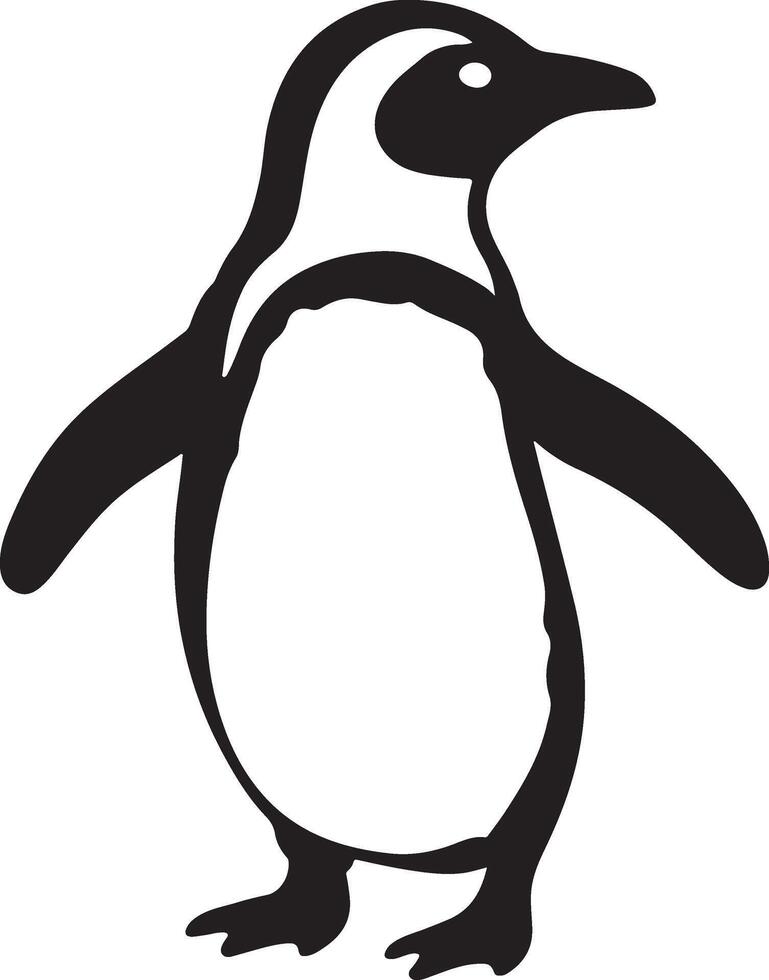 Penguin black and white drawing animal theme, Antarctic bird simple line sketch vector