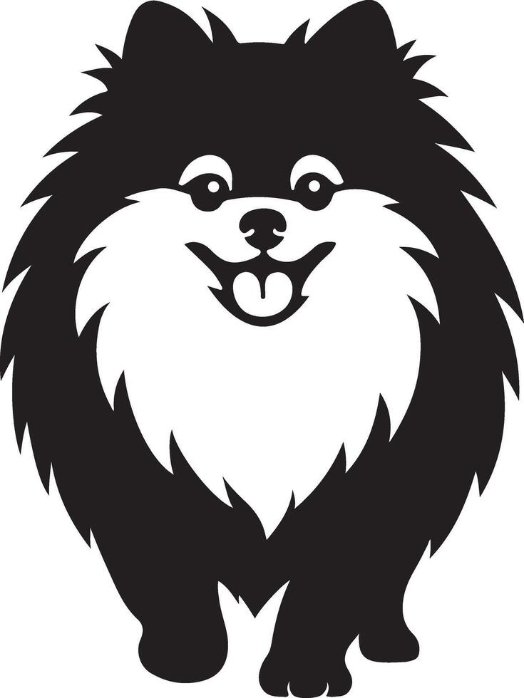 Pomeranian happy silhouette cute design, Small dog fluffy pet graphic vector