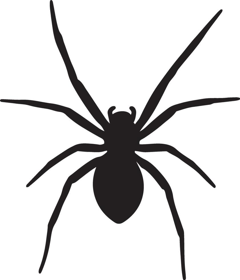 Spider silhouette simple black design, Creepy crawler bug illustration vector