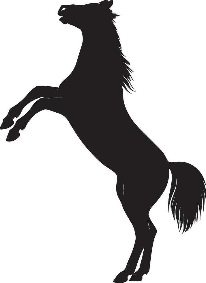 Horse striking pose powerful silhouette, Standing horse dynamic black sketch vector