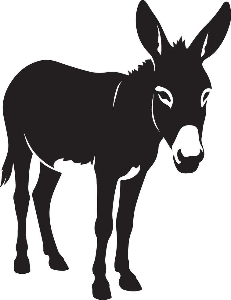 Donkey black silhouette side view, Minimalist donkey figure pet theme vector