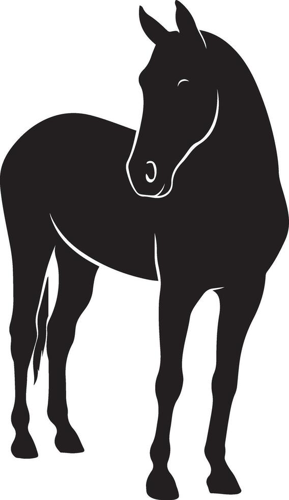 Horse silhouette elegant black pose, Majestic animal minimal art vector