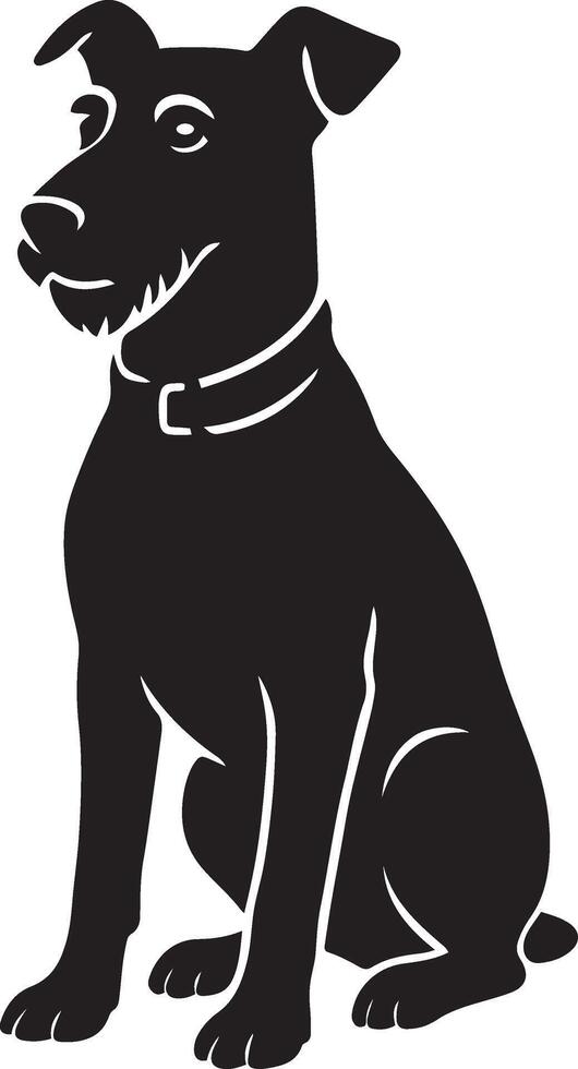 Sitting dog wearing collar silhouette, Loyal pet simple drawing vector