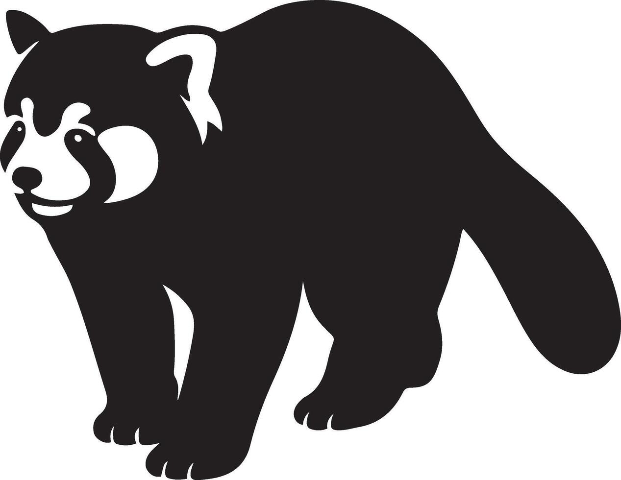 Red panda simple black white silhouette, Minimal animal drawing vector