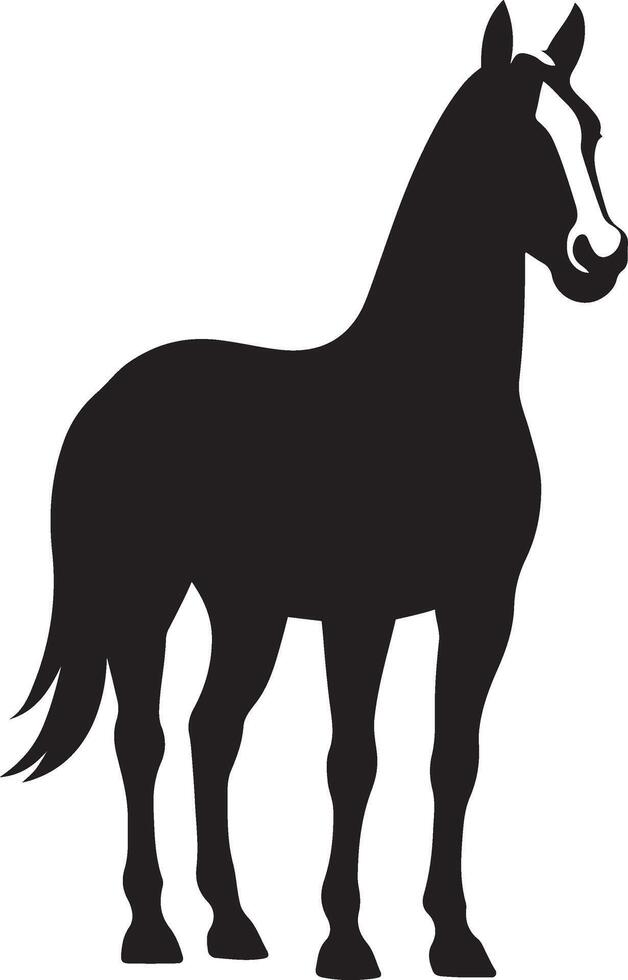 Horse silhouette black design simple pose, Standing horse in minimal sketch style vector