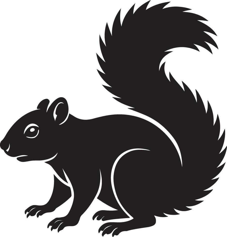 Squirrel silhouette nature theme, Woodland creature in simple line art vector