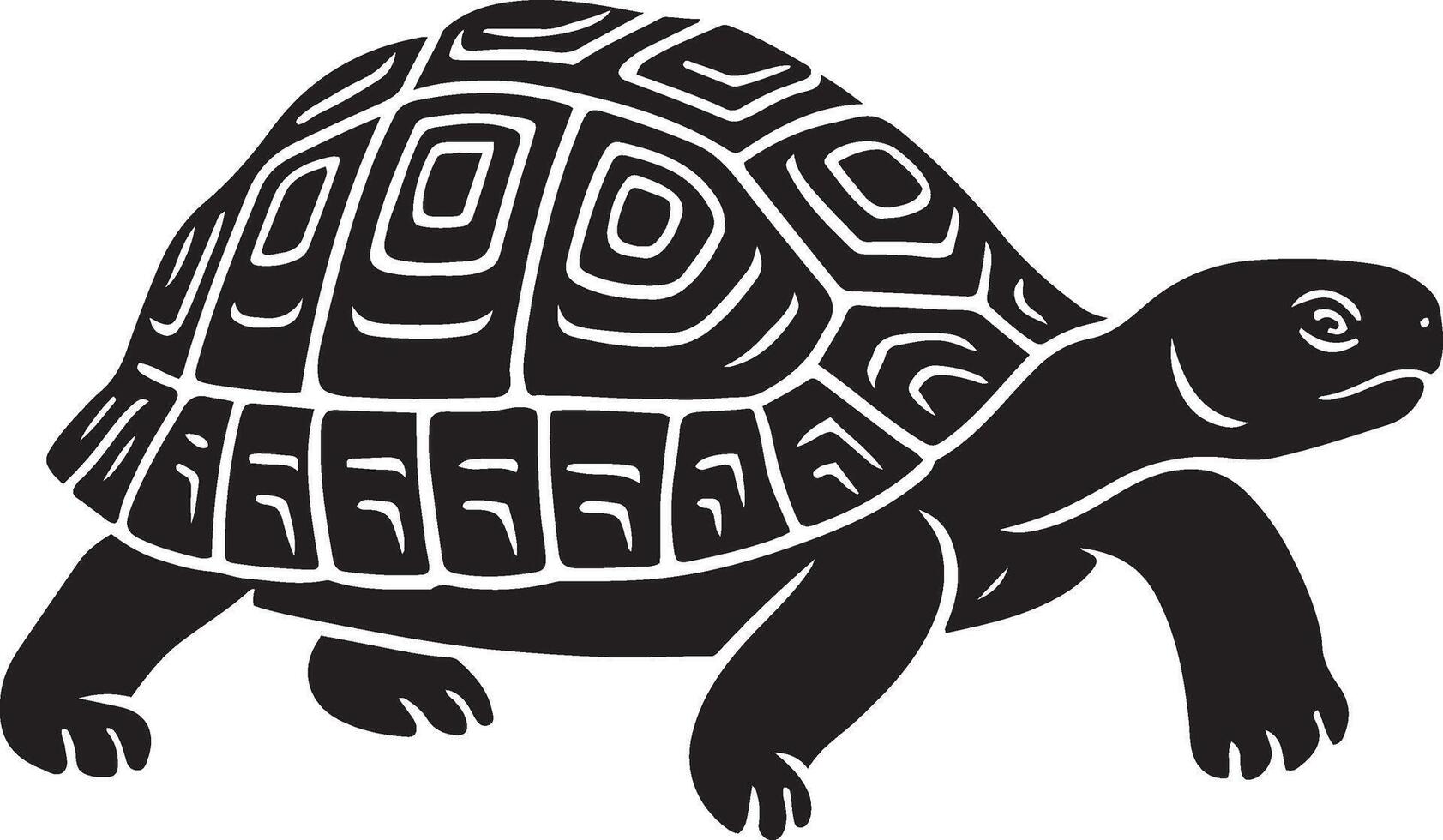Tortoise walking silhouette animal design, Slow creature in side pose vector