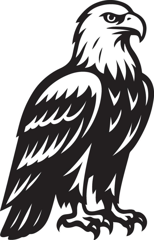 Eagle in flight bold illustration, Majestic eagle black and white design vector