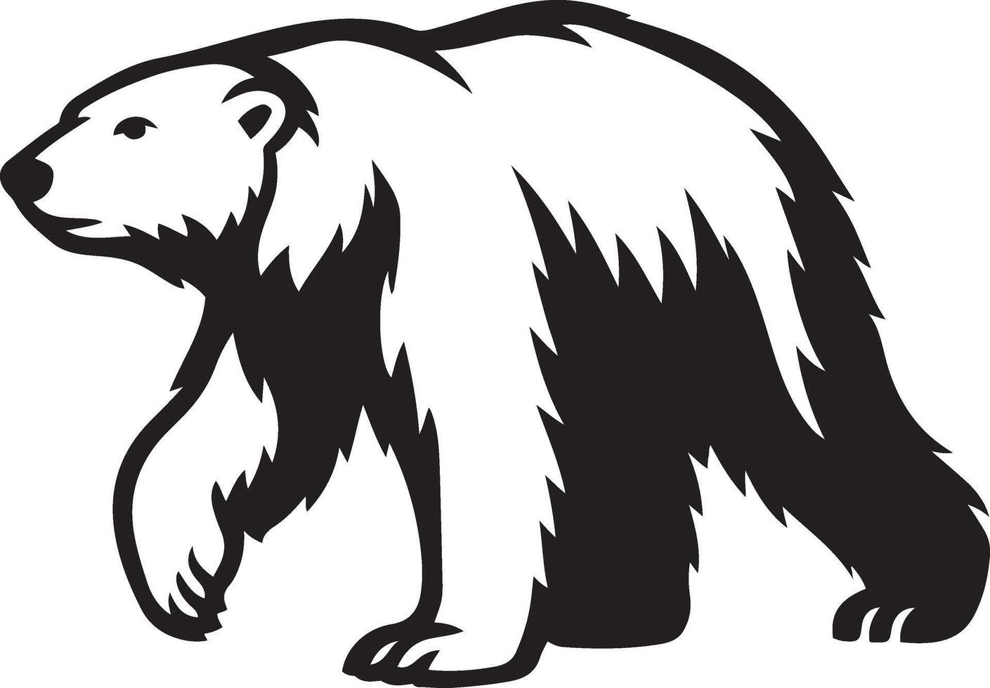Polar bear silhouette powerful logo style, Arctic animal bold black and white design vector