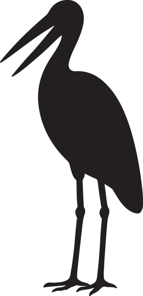 Heron silhouette striking elegant design, Wading bird bold black illustration vector