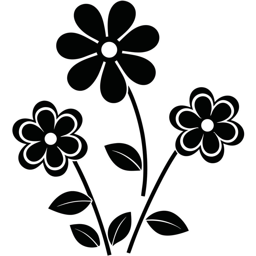 three elegant flower blooms in a monochromatic display, embodying the simplistic beauty of nature. vector