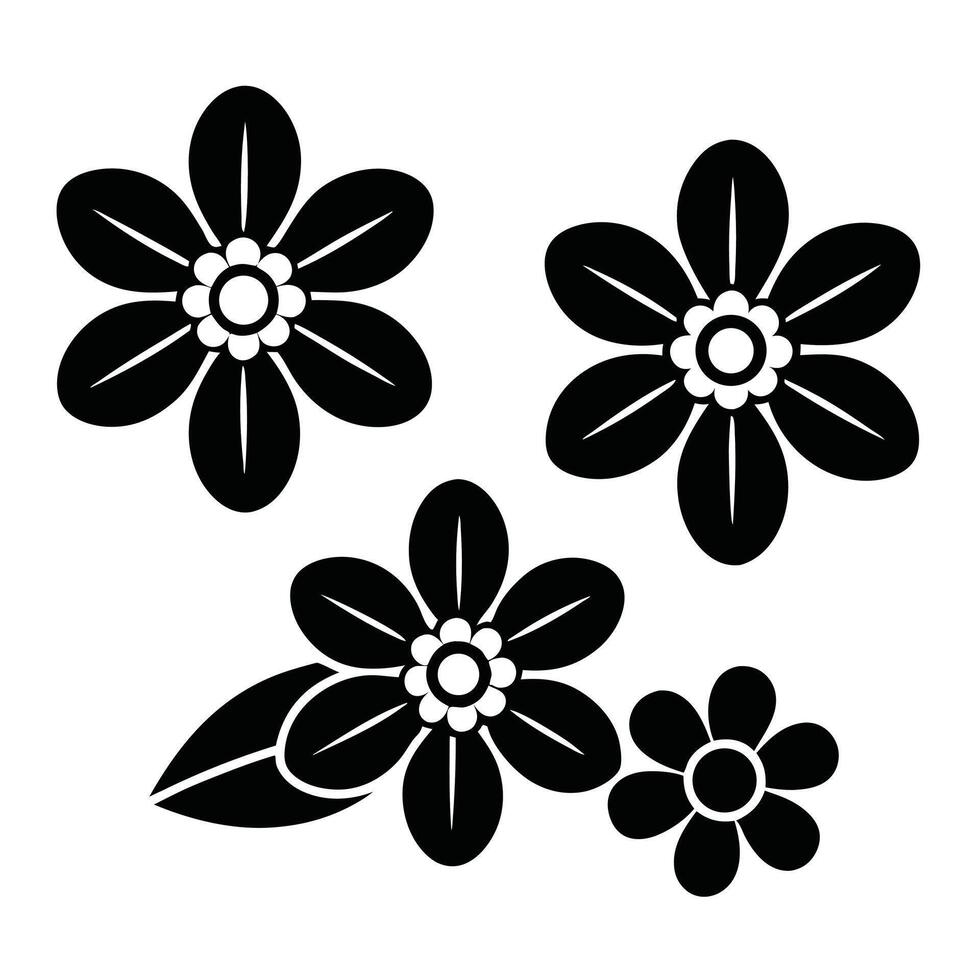 black and white floral design elements vector