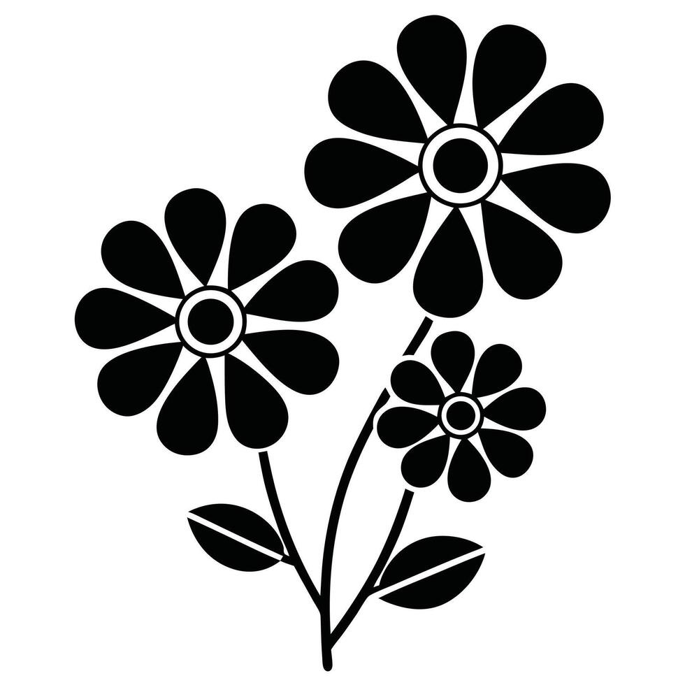 Simple black and white flower bouquet illustration vector