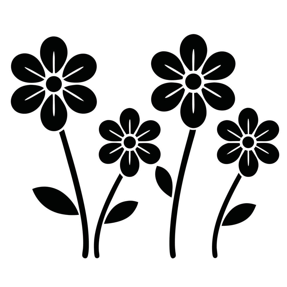 Simple black flowers graphic design element floral illustration vector
