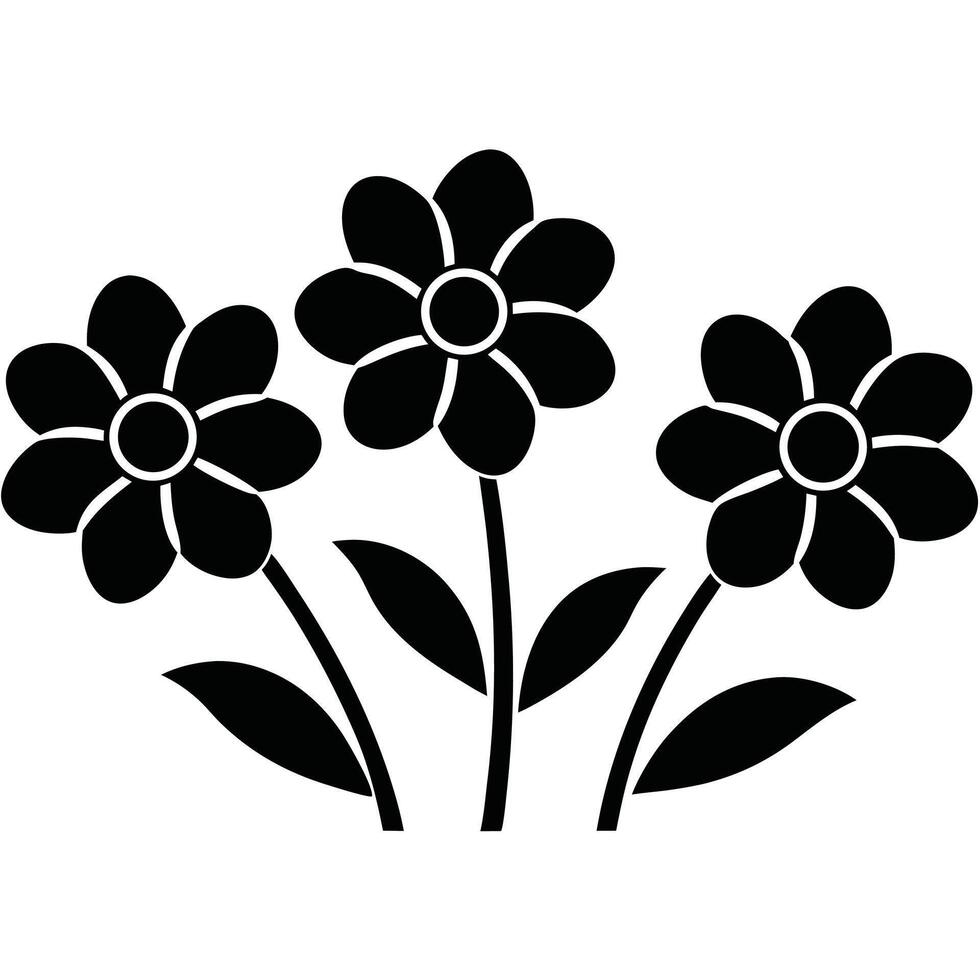 simple yet elegant composition of three stylized flowers, their petals and stems rendered in striking monochrome, showcasing the beauty of minimalist design. vector