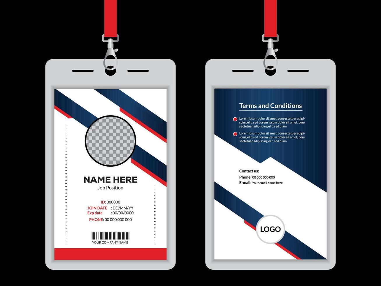 ID Card Template with Geometric Design vector