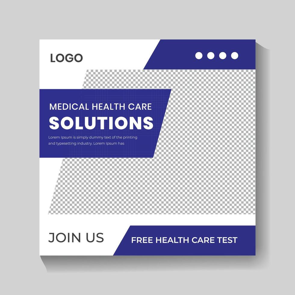 Simple Shapes Medical Healthcare Solutions, Social Media Post Design Template vector