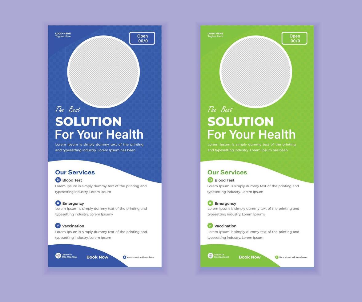 Medical Dl Flyer and Rack Card Design Template For Your Business vector