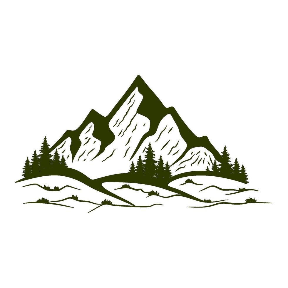 mountains and pine trees logo vector