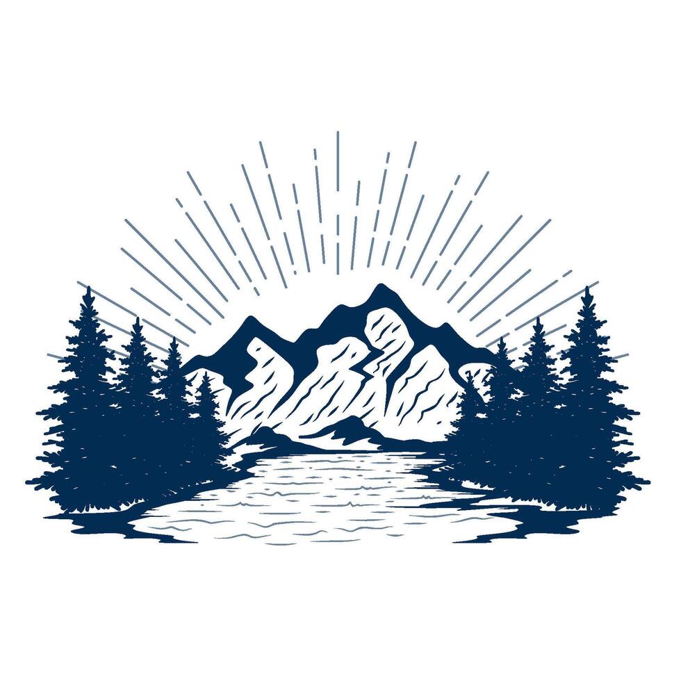 Mountain logo. mountain and pine trees, perfect for adventure or nature lovers vector