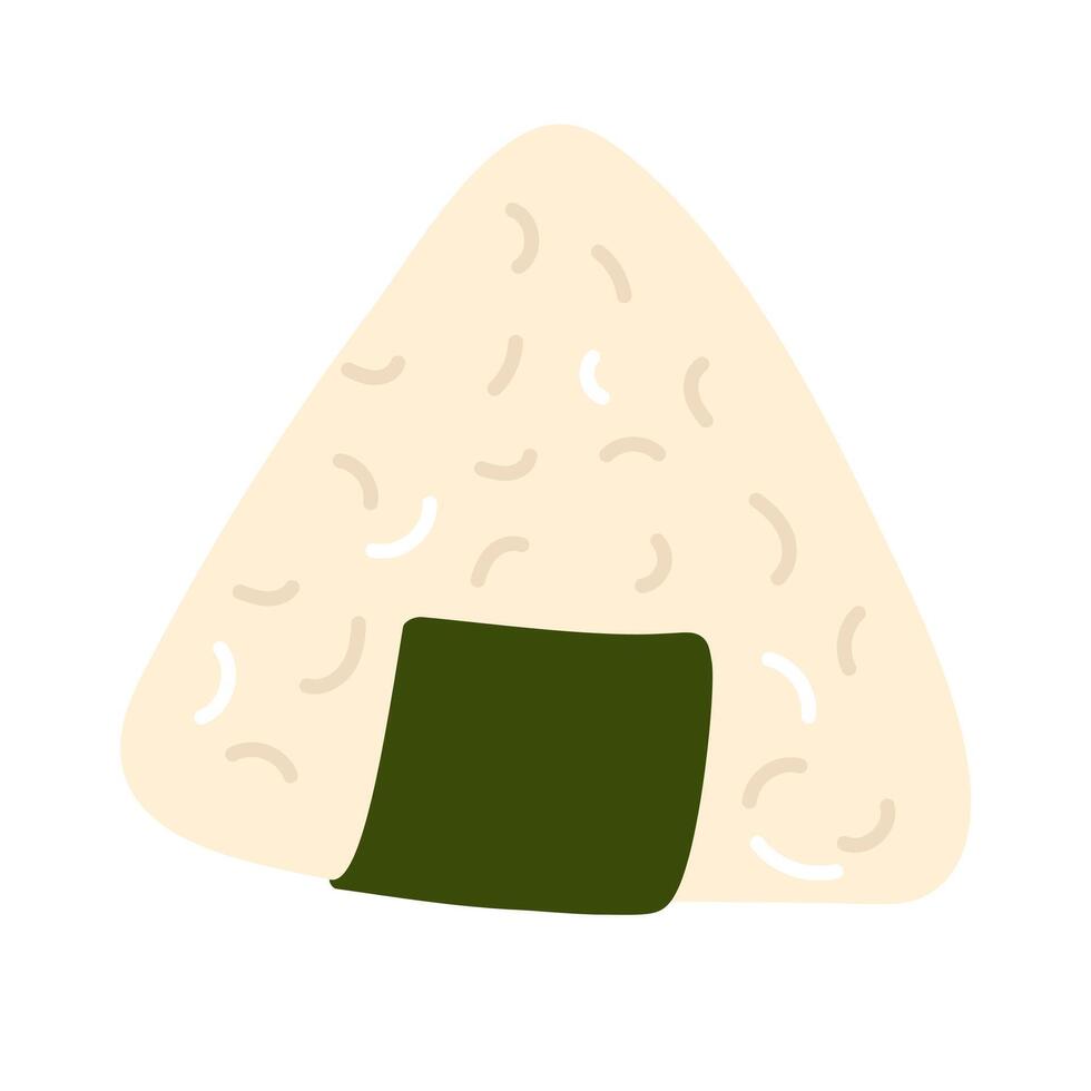 Culinary art of making onigiri with a simple triangular shape and seaweed wrap vector