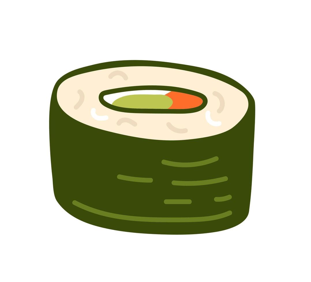 Delicious sushi roll with fresh ingredients in a minimalist style vector